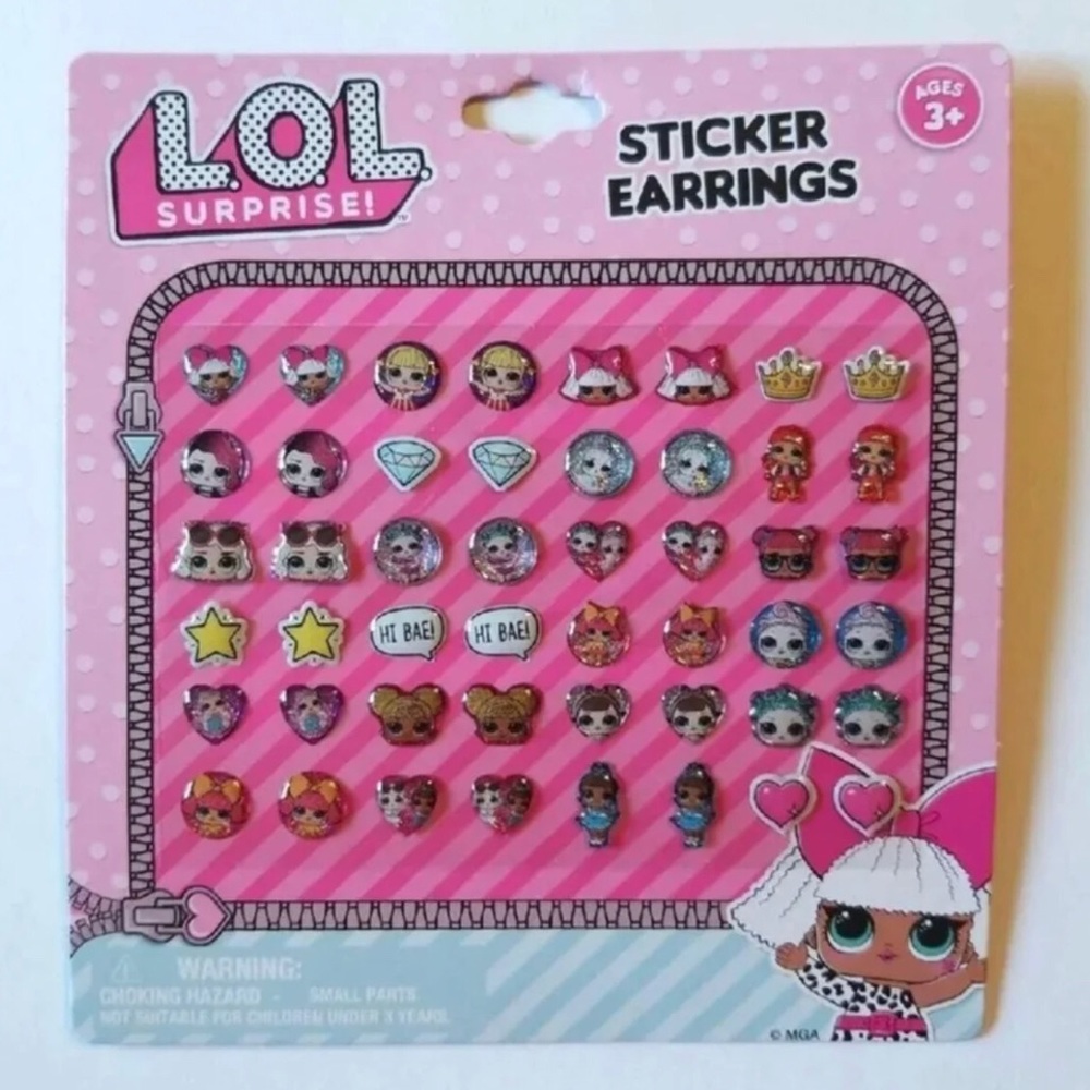 LOL SURPRISE DOLLS 24 PAIRS STICKER EARRINGS